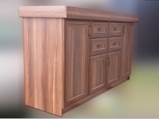 Galerie 104 - 150x50 antic Unterschrank, Pflaume Ungarn, 4 Schubladen, 85cm Höhe, obere und untere Schrankplatte 28mm
