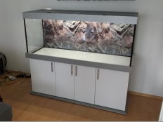 Galerie 14 - modern+ Aquariumkombination, 160x60x60, 450l, Silber, Weiß Alaska, Kiesblende, T5 2x54W (Abdeckung überholt)