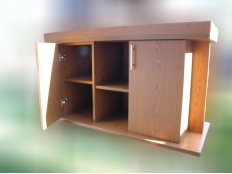 Galerie 36 - Aquarium-Unterschrank standard+r 120cm in Eiche Rustikal, Kiesblende, Auflageplatte 28mm