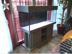 Galerie 52 - Aquariumkombination deco+, 150x50x60, 450l, 12mm, Silber, 28mm Schrankplatten, Aquariumhintergrund Schwarz, Abdeckung vagant, Gasdruckabdeckung mit Glasscheiben, T5 2x54W